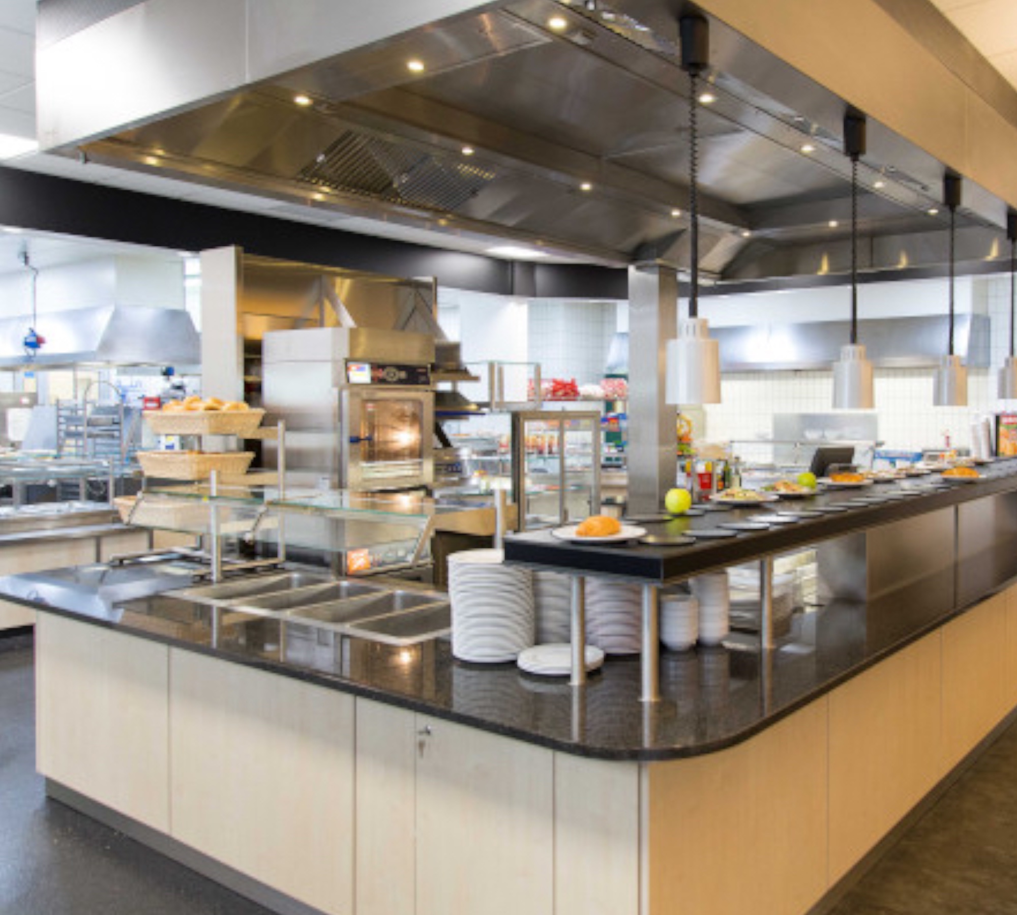 Cafeteria mit Free-Flow-Ausgabe
